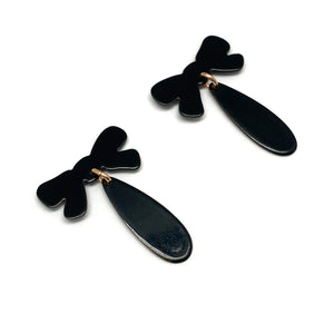 Black Bow Drop Earrings-Earrings-Ashley Buchanan-Pistachios
