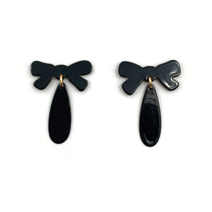 Black Bow Drop Earrings-Earrings-Ashley Buchanan-Pistachios