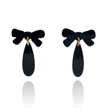 Black Bow Drop Earrings