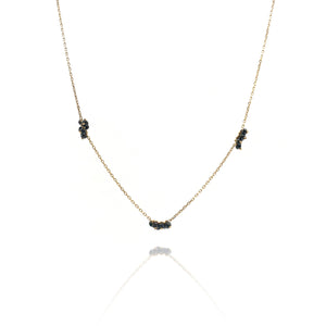 Black Diamond 3 Cluster Necklace-Necklaces-Shaesby Scott-Pistachios