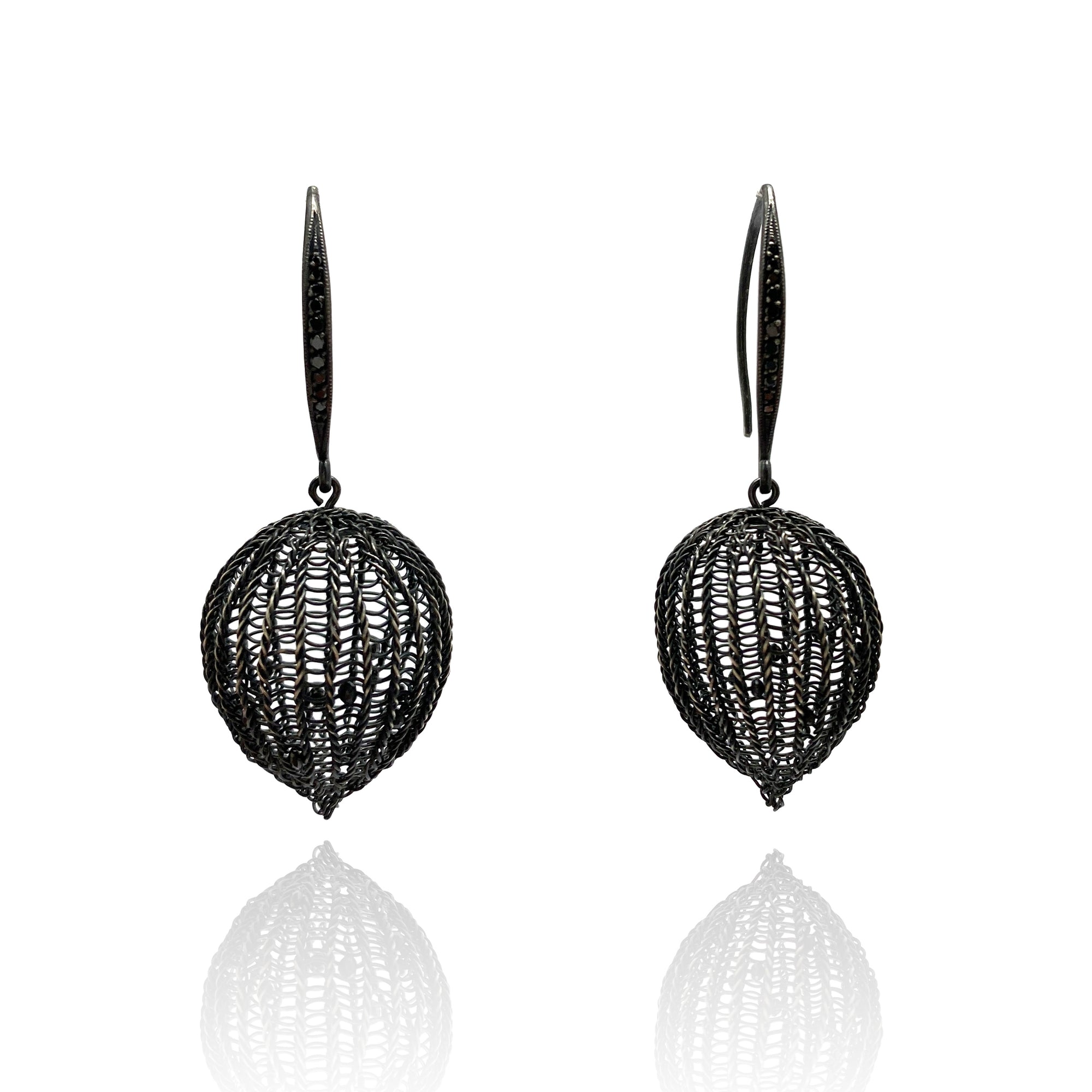 Black Diamond Bulb Earrings-Earrings-Sowon Joo-Pistachios
