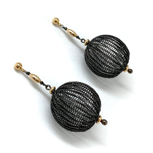 Black Diamond Drop Earrings-Earrings-Sowon Joo-Pistachios