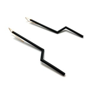Black Double Angle Earrings-Earrings-Joanne Grimonprez-Pistachios
