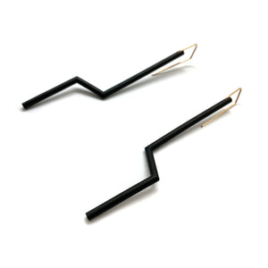 Black Double Angle Earrings-Earrings-Joanne Grimonprez-Pistachios