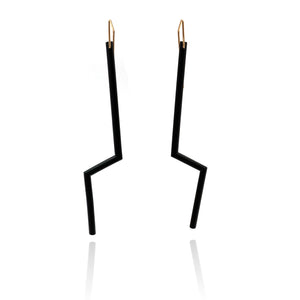 Black Double Angle Earrings-Earrings-Joanne Grimonprez-Pistachios