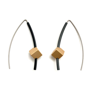 Black & Gold Cube Earrings-Earrings-Ursula Muller-Pistachios