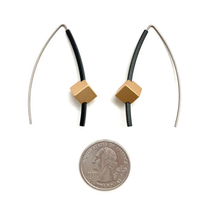 Black & Gold Cube Earrings-Earrings-Ursula Muller-Pistachios