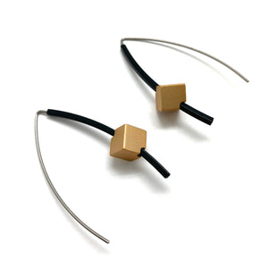 Black & Gold Cube Earrings-Earrings-Ursula Muller-Pistachios