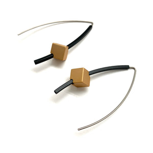 Black & Gold Cube Earrings-Earrings-Ursula Muller-Pistachios
