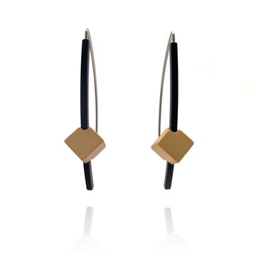 Black & Gold Cube Earrings