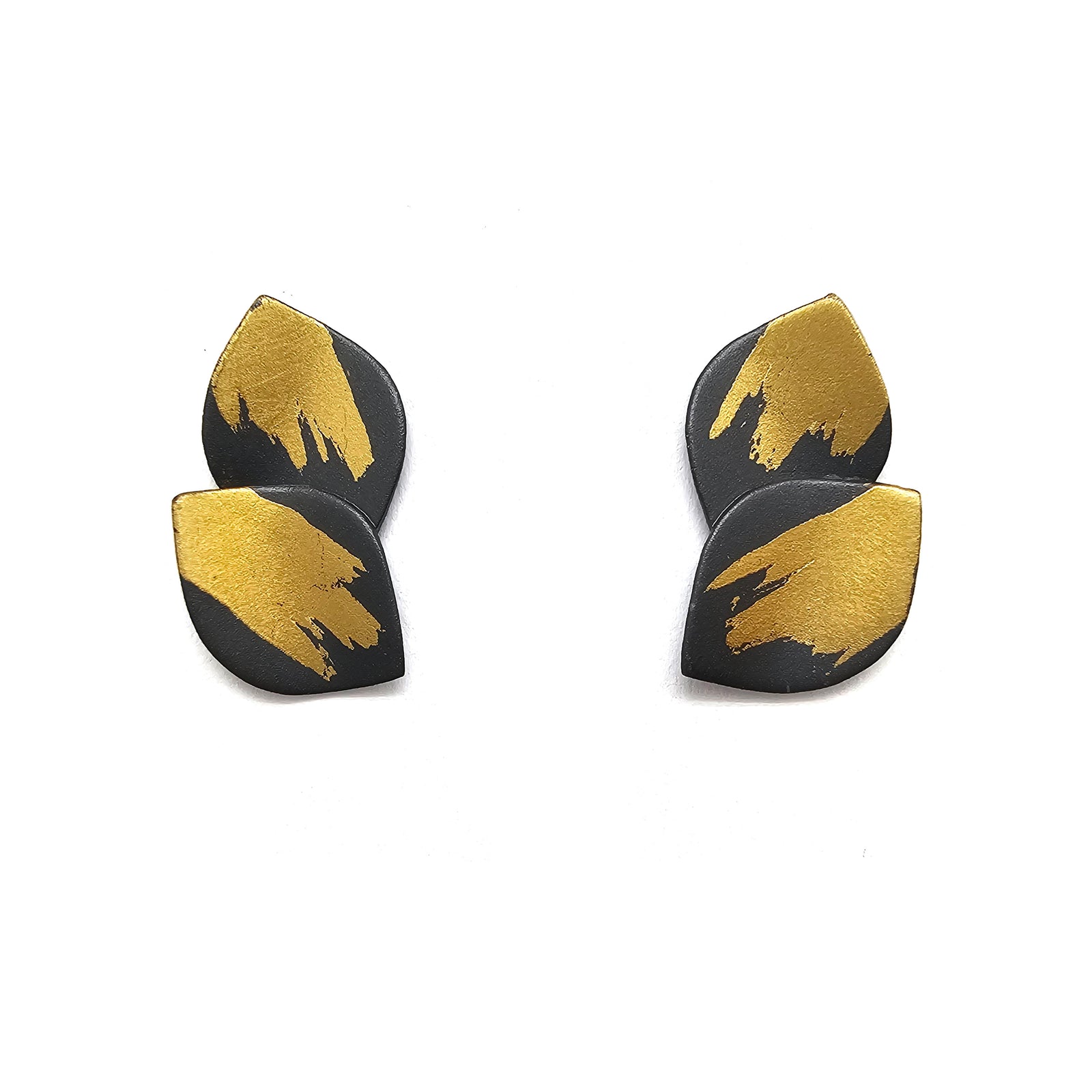 Black & Gold Petal Studs-Earrings-Judith Neugebauer-Pistachios