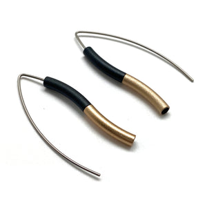 Black & Gold Wave Earrings-Earrings-Ursula Muller-Pistachios