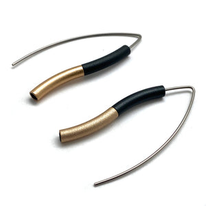 Black & Gold Wave Earrings-Earrings-Ursula Muller-Pistachios