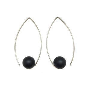 Black Inverted Sphere Earrings-Earrings-Ursula Muller-Pistachios