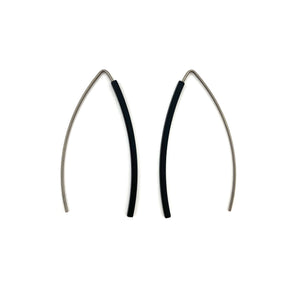 Black Long Bar Earrings-Earrings-Ursula Muller-Pistachios