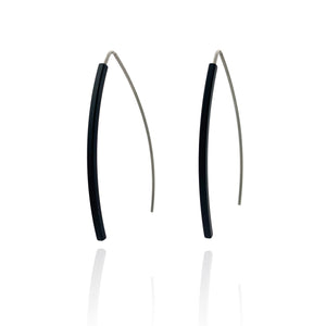 Black Long Bar Earrings-Earrings-Ursula Muller-Pistachios