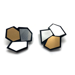 Black Neutral Geometric Studs-Earrings-Stephanie Smith-Pistachios