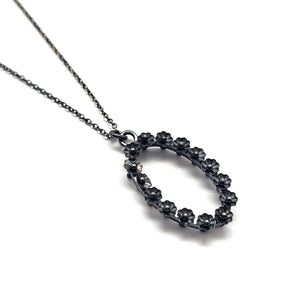Black Oval Wreath Pendant-Necklaces-Liz Clark-Pistachios