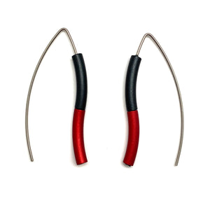 Black & Red Wave Earrings-Earrings-Ursula Muller-Pistachios