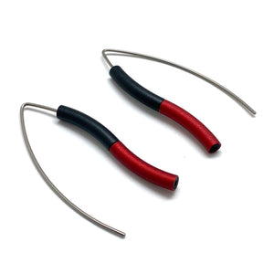 Black & Red Wave Earrings-Earrings-Ursula Muller-Pistachios