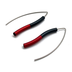 Black & Red Wave Earrings-Earrings-Ursula Muller-Pistachios