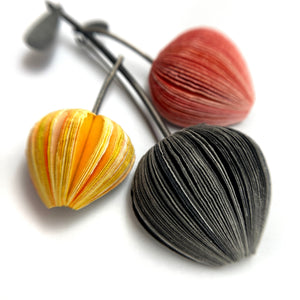 Black, Red, and Yellow Flower Brooch-Pins-Naoko Yoshizawa-Pistachios