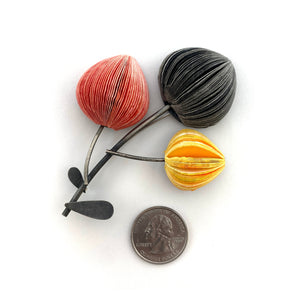 Black, Red, and Yellow Flower Brooch-Pins-Naoko Yoshizawa-Pistachios
