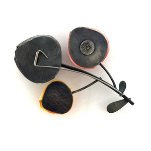 Black, Red, and Yellow Flower Brooch-Pins-Naoko Yoshizawa-Pistachios