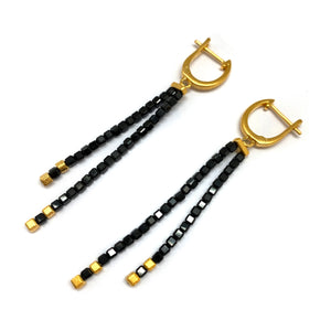 Black Spinel Drop Earrings-Earrings-Bernd Wolf-Pistachios
