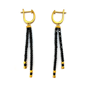 Black Spinel Drop Earrings-Earrings-Bernd Wolf-Pistachios