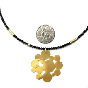 Black Spinel Gold Polka Dot Necklace-Necklaces-Iza Design-Pistachios