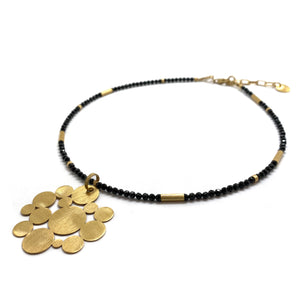 Black Spinel Gold Polka Dot Necklace-Necklaces-Iza Design-Pistachios