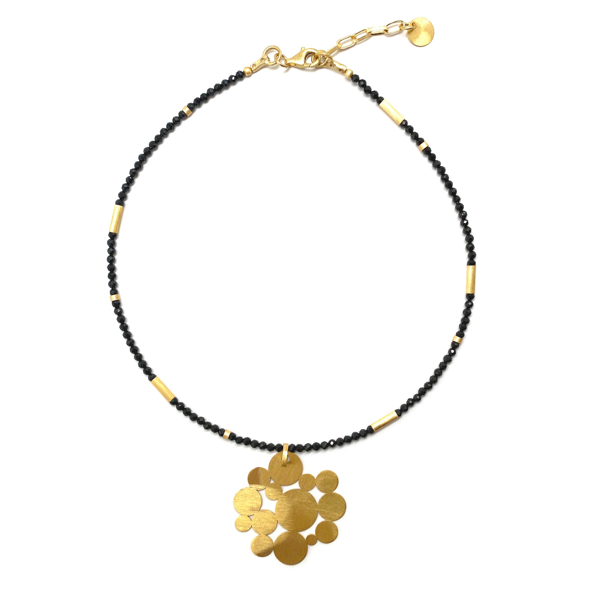 Black Spinel Gold Polka Dot Necklace-Necklaces-Iza Design-Pistachios