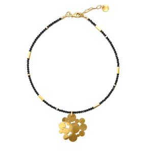Black Spinel Gold Polka Dot Necklace-Necklaces-Iza Design-Pistachios