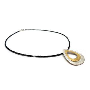 Black Spinel and Mixed Metal Necklace-Necklaces-Manuela Carl-Pistachios