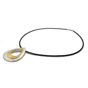 Black Spinel and Mixed Metal Necklace-Necklaces-Manuela Carl-Pistachios