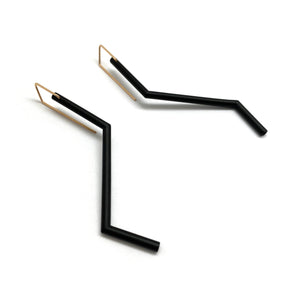 Black Triple Angle Earrings-Earrings-Joanne Grimonprez-Pistachios