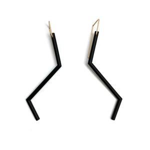 Black Triple Angle Earrings-Earrings-Joanne Grimonprez-Pistachios