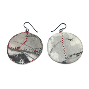 Black, White & Red Oval Earrings-Earrings-Myung Urso-Pistachios