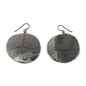 Black, White & Red Oval Earrings-Earrings-Myung Urso-Pistachios