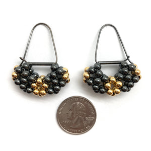 Black and Gold Bead Earrings-Earrings-Emilie Pritchard-Pistachios