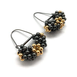 Black and Gold Bead Earrings-Earrings-Emilie Pritchard-Pistachios