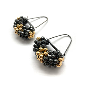 Black and Gold Bead Earrings-Earrings-Emilie Pritchard-Pistachios