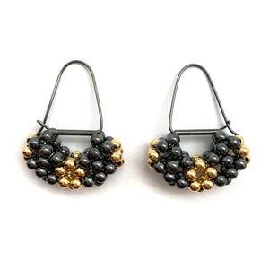 Black and Gold Bead Earrings-Earrings-Emilie Pritchard-Pistachios