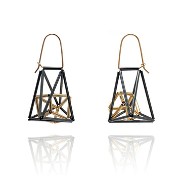 Black and Gold Cage Earrings