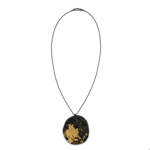Black and Gold Circle Pendant-Necklaces-Myung Urso-Pistachios