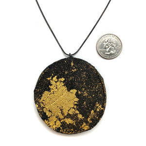 Black and Gold Circle Pendant-Necklaces-Myung Urso-Pistachios