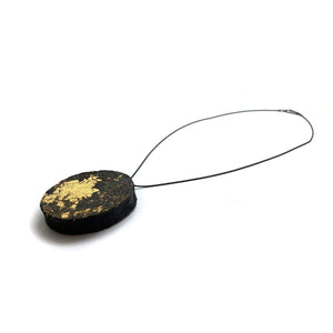 Black and Gold Circle Pendant-Necklaces-Myung Urso-Pistachios