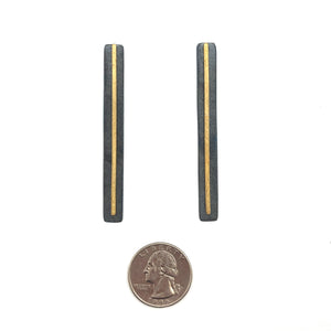 Black and Gold Column Earrings-Earrings-Stella Deligianni-Pistachios