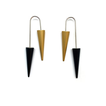 Black and Gold Cone Earrings